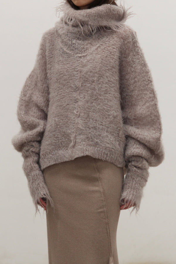 Marc Le Bihan 2713 Short Drape Neck Sweater France MLB-2713-H19-BEIGE